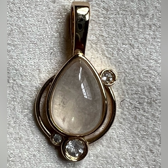 Awe Inspired 14k Yellow Gold Vermeil and Moonstone Astral Amulet w/ White Topaz - Picture 3 of 4